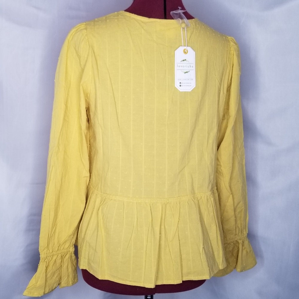 Mustard Long Sleeve Crochet Top - Picture 4 of 8